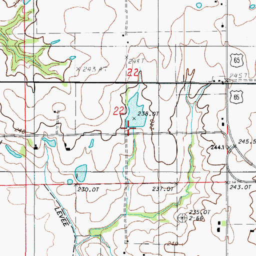 Topographic Map of Mack and Woodard Lake Section 22 Dam, MO