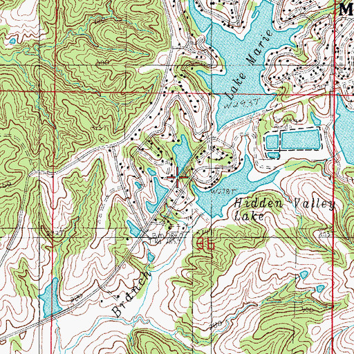 Topographic Map of Kelly Enterprises Lake Dam, MO
