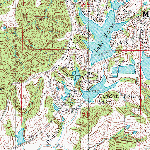 Topographic Map of Kelly Enterprises Lake, MO