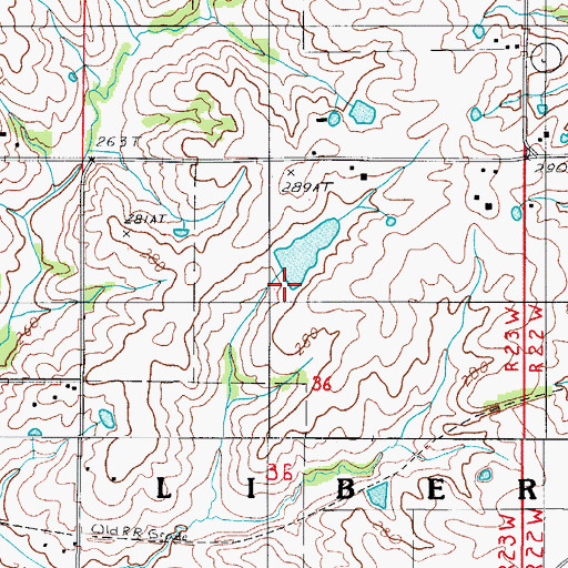 Topographic Map of Herrold Lake Dam, MO