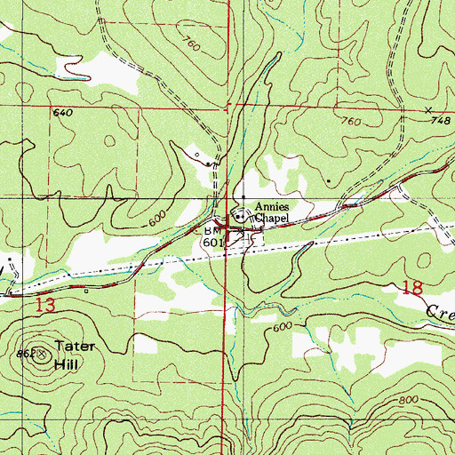 Topographic Map of Annies Chapel, AR