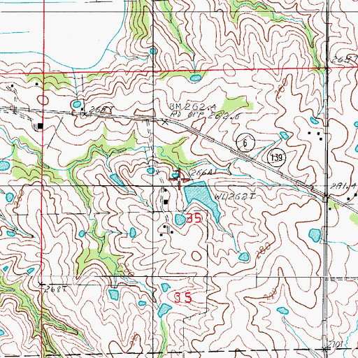 Topographic Map of Rusk Lake Dam, MO