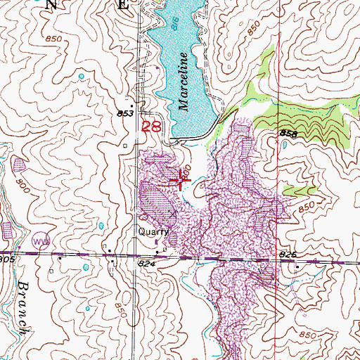 Topographic Map of Tarpening Lake Northwest Dam, MO