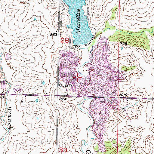 Topographic Map of Tarpening Lake Southwest Dam, MO