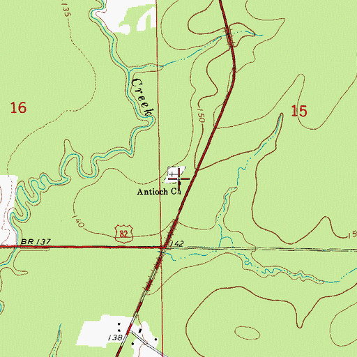 Topographic Map of Antioch Methodist Church, AR