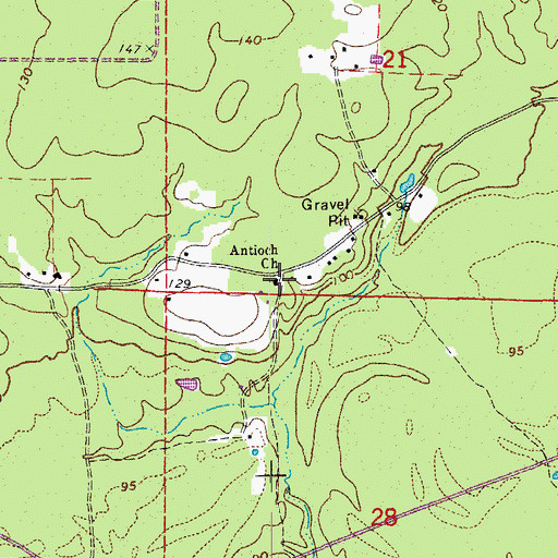 Topographic Map of Antioch Church, AR