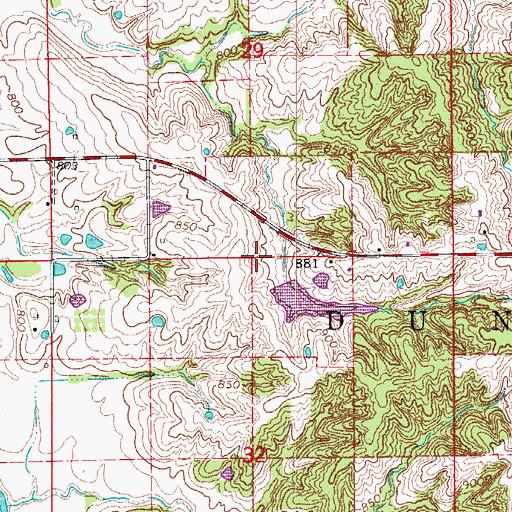 Topographic Map of Ischan Lake Dam, MO