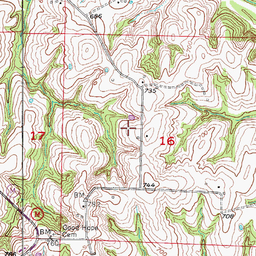 Topographic Map of C and S Lake Dam, MO