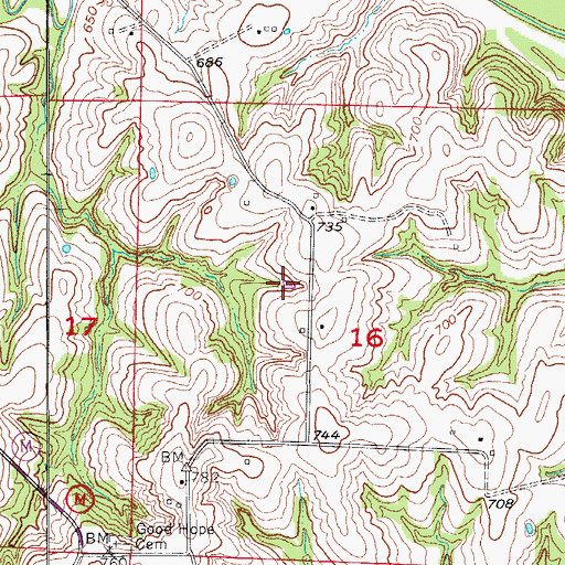 Topographic Map of C and S Lake, MO