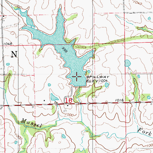 Topographic Map of Green City Section 16 Dam, MO