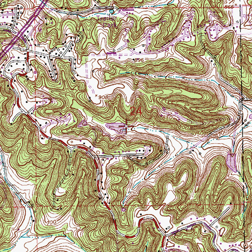 Topographic Map of Steeger Lake Dam, MO
