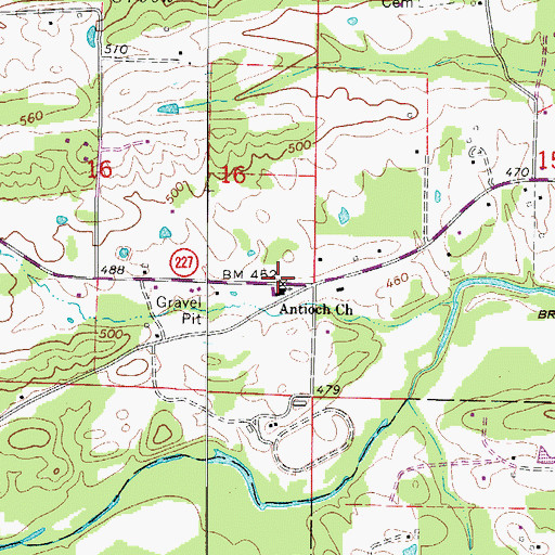 Topographic Map of Antioch Baptist Church, AR