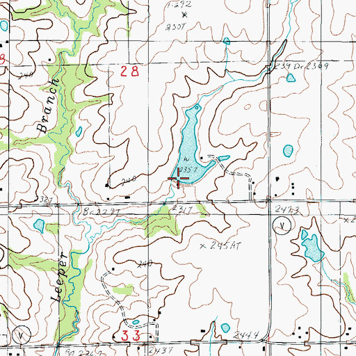 Topographic Map of Trager Lake East Dam, MO