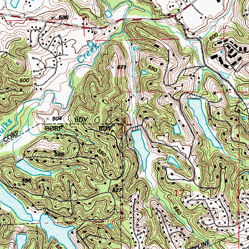 Topographic Map of Holts Lake Dam, MO