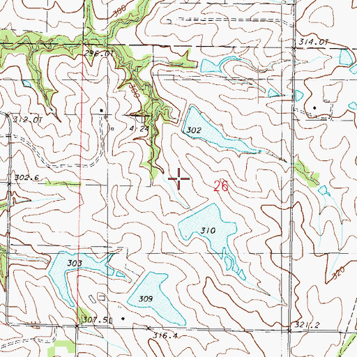 Topographic Map of Freeman Farm Number Two Dam, MO
