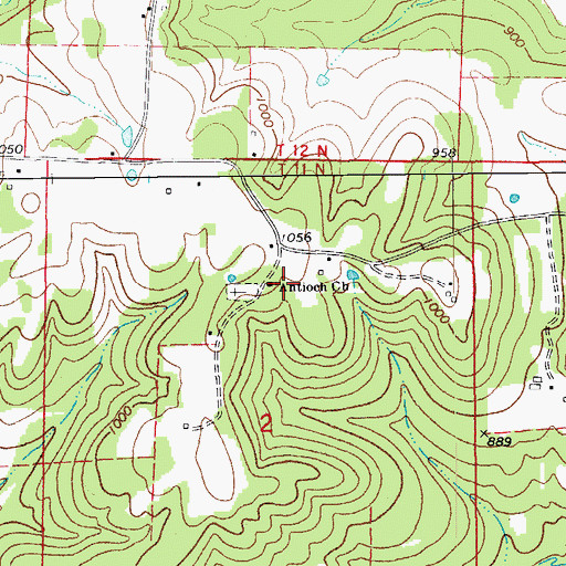 Topographic Map of Antioch Baptist Church, AR