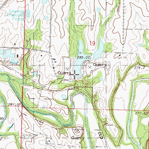 Topographic Map of Everett Quarries Lake Dam, MO