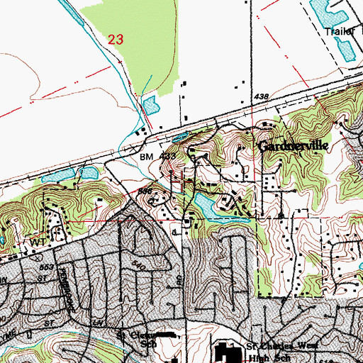 Topographic Map of Warwick Downs Lake Dam, MO