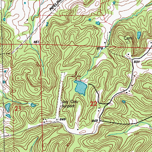 Topographic Map of Miller Dam, MO