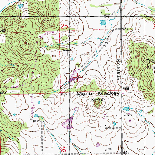 Topographic Map of Love Lake Dam, MO