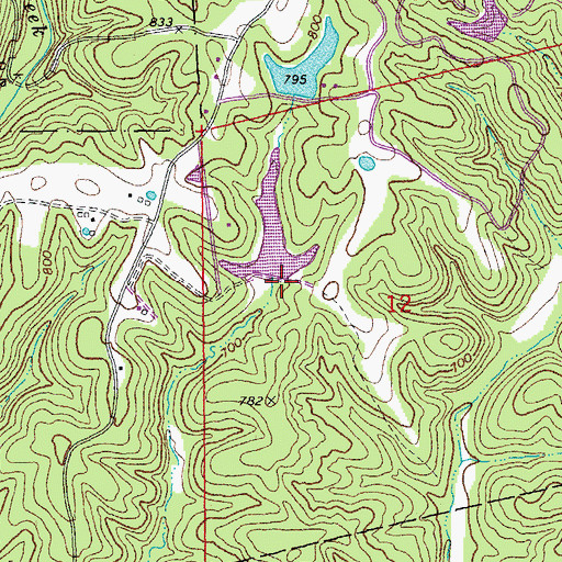 Topographic Map of Gettinger Lake Dam, MO