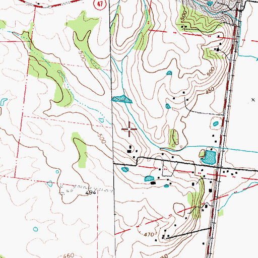Topographic Map of Westhoff Dam, MO