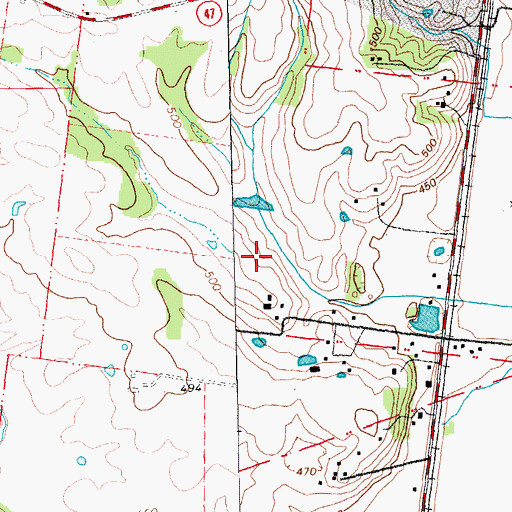 Topographic Map of Westhoff Lake, MO