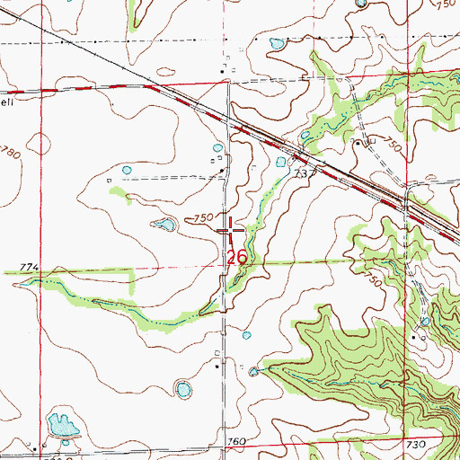 Topographic Map of Winter Lake Dam, MO