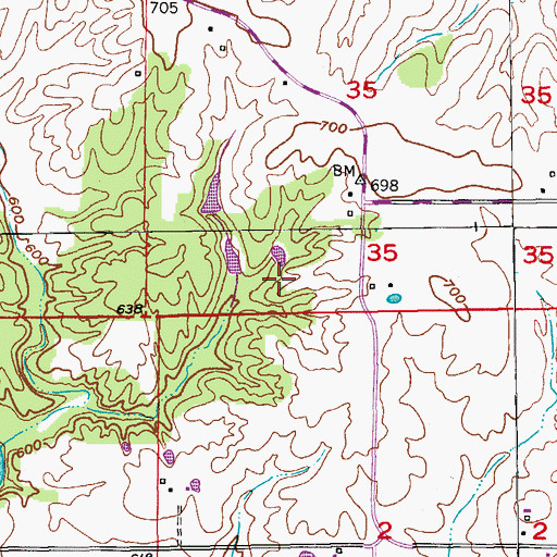 Topographic Map of Geisendorfer Lake Dam, MO