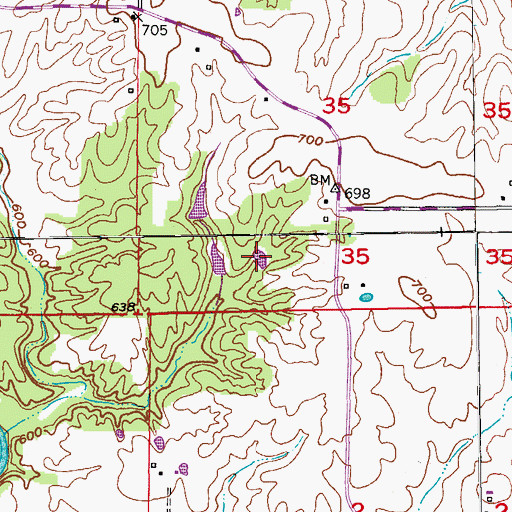 Topographic Map of Geisendorfer Lake, MO