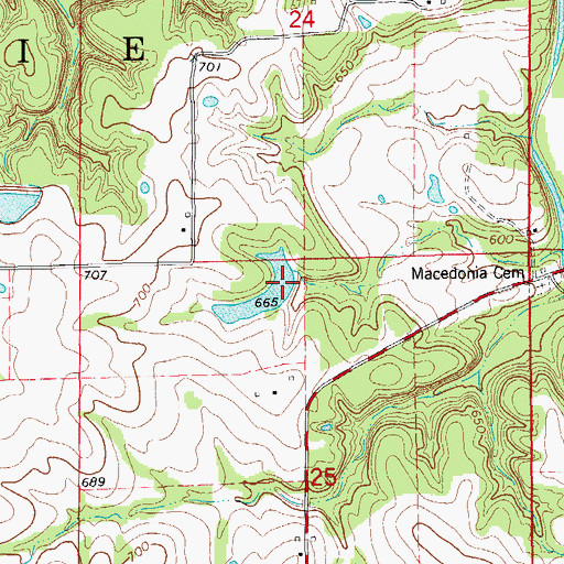Topographic Map of Hawkins Dam, MO