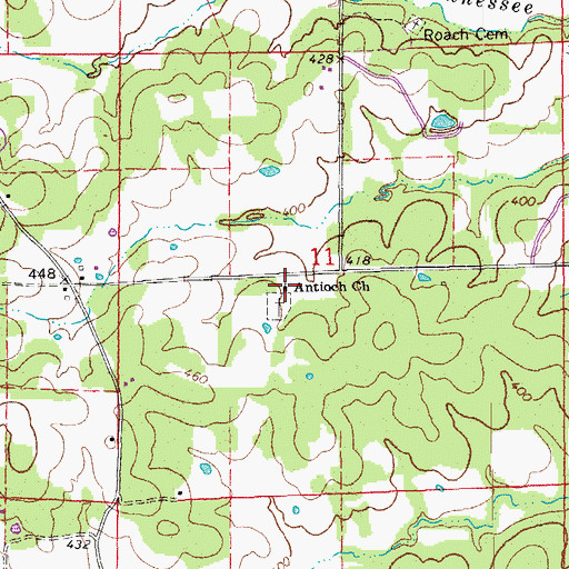 Topographic Map of Antioch Baptist Church, AR
