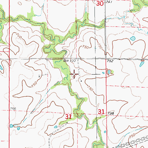 Topographic Map of Carl Moore Lake Dam, MO