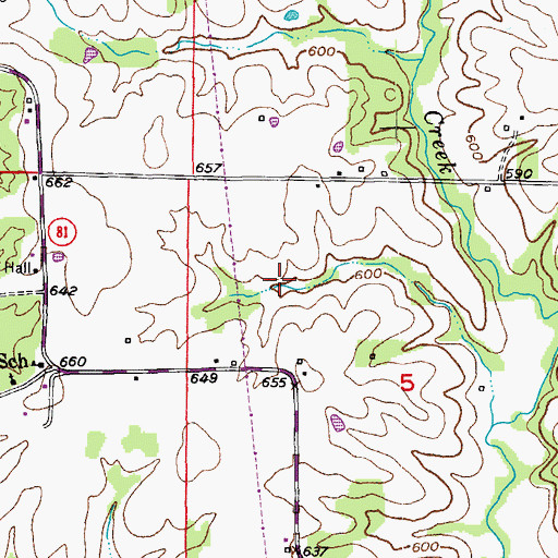 Topographic Map of Marks Lake Dam, MO