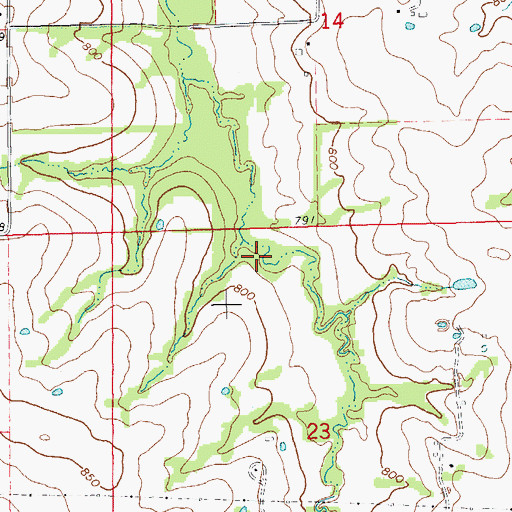 Topographic Map of Bishop Lake Dam, MO