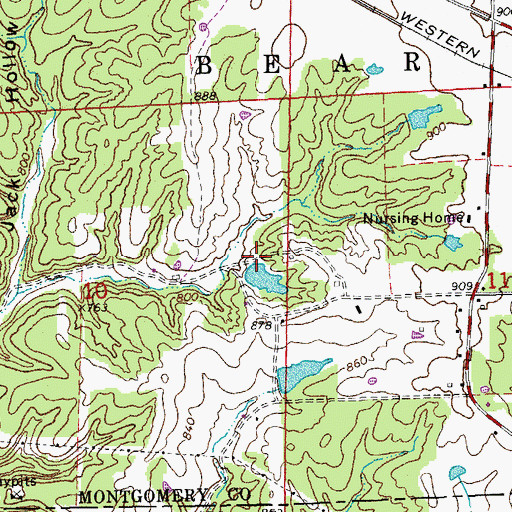 Topographic Map of Casper Lake Dam, MO