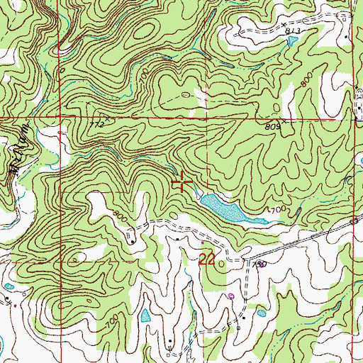 Topographic Map of Bullar Lake Dam, MO