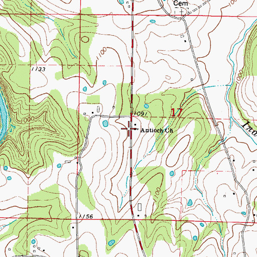Topographic Map of Antioch Church of God of the Apostolic Faith, AR