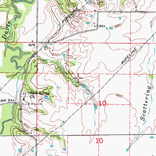 Topographic Map of Shellabarger Lake Dam, MO