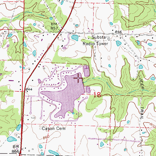 Topographic Map of Lake My-Kee Dam, MO