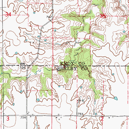 Topographic Map of Steffen Lake Dam, MO