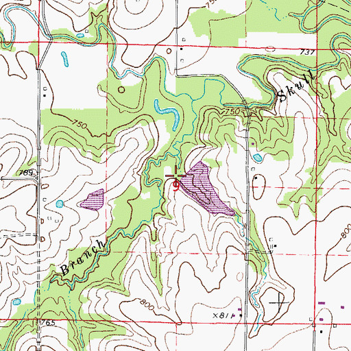 Topographic Map of Kallenbach and Becker Lake Dam, MO