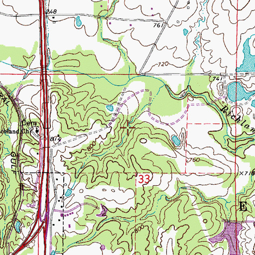 Topographic Map of Backer Dam, MO