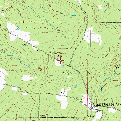 Topographic Map of Arbanna Baptist Church, AR