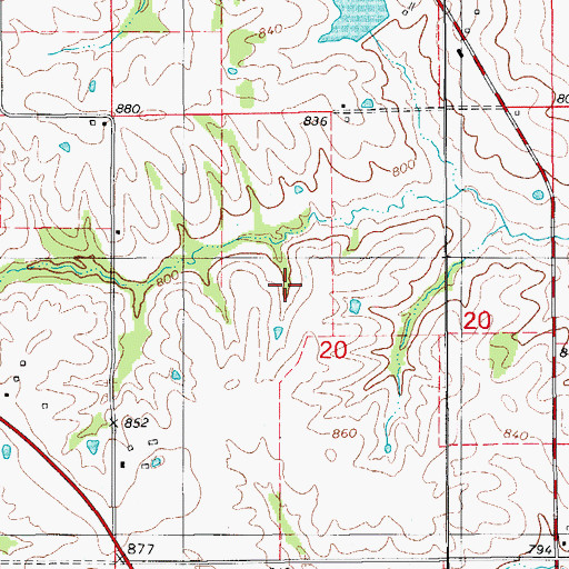 Topographic Map of Lancaster City Lake Dam, MO