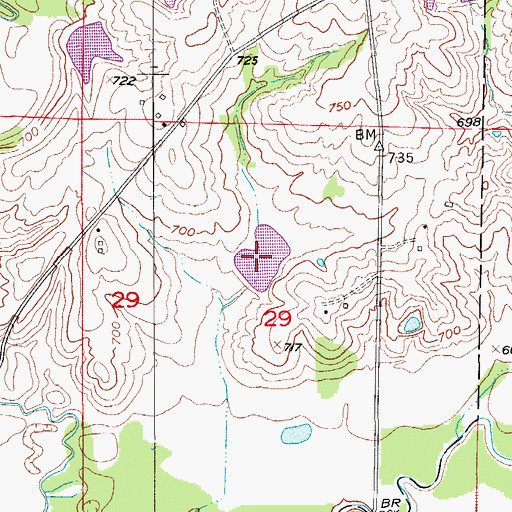 Topographic Map of Wallace Ryals Lake Dam, MO