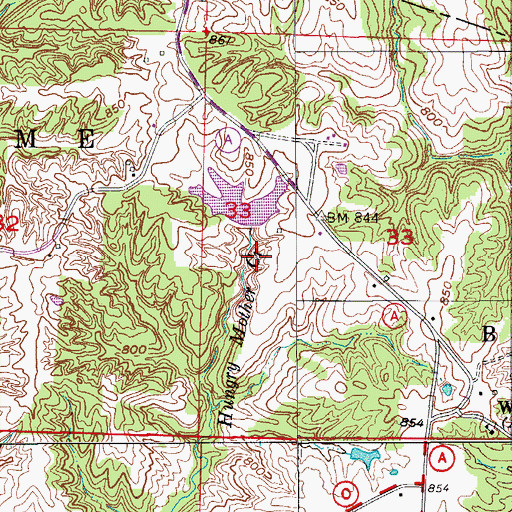 Topographic Map of Ross Lake Dam, MO