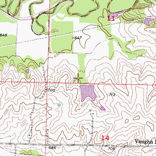 Topographic Map of Quinn and Fitzgerald Lake, MO