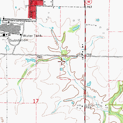 Topographic Map of Kohl Irrigation Lake North Dam, MO
