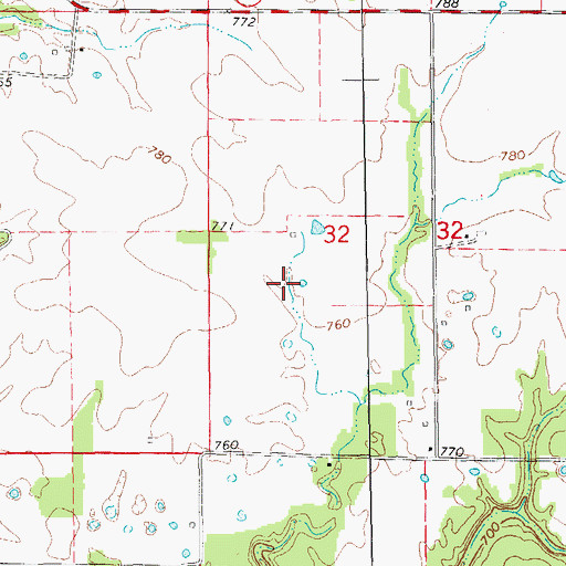 Topographic Map of Lewis Lake Dam, MO